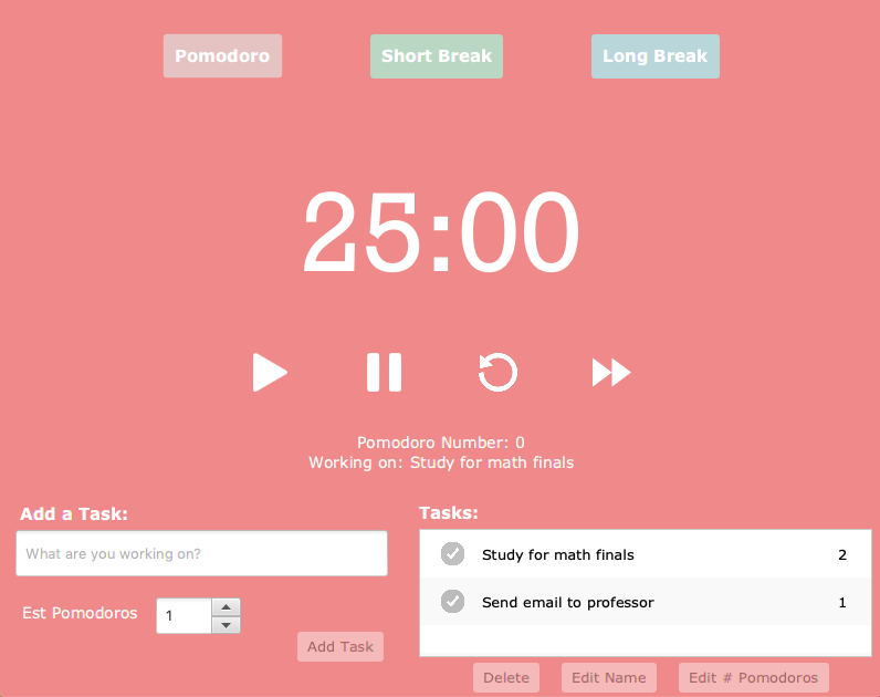 Pomodoro timer landing page